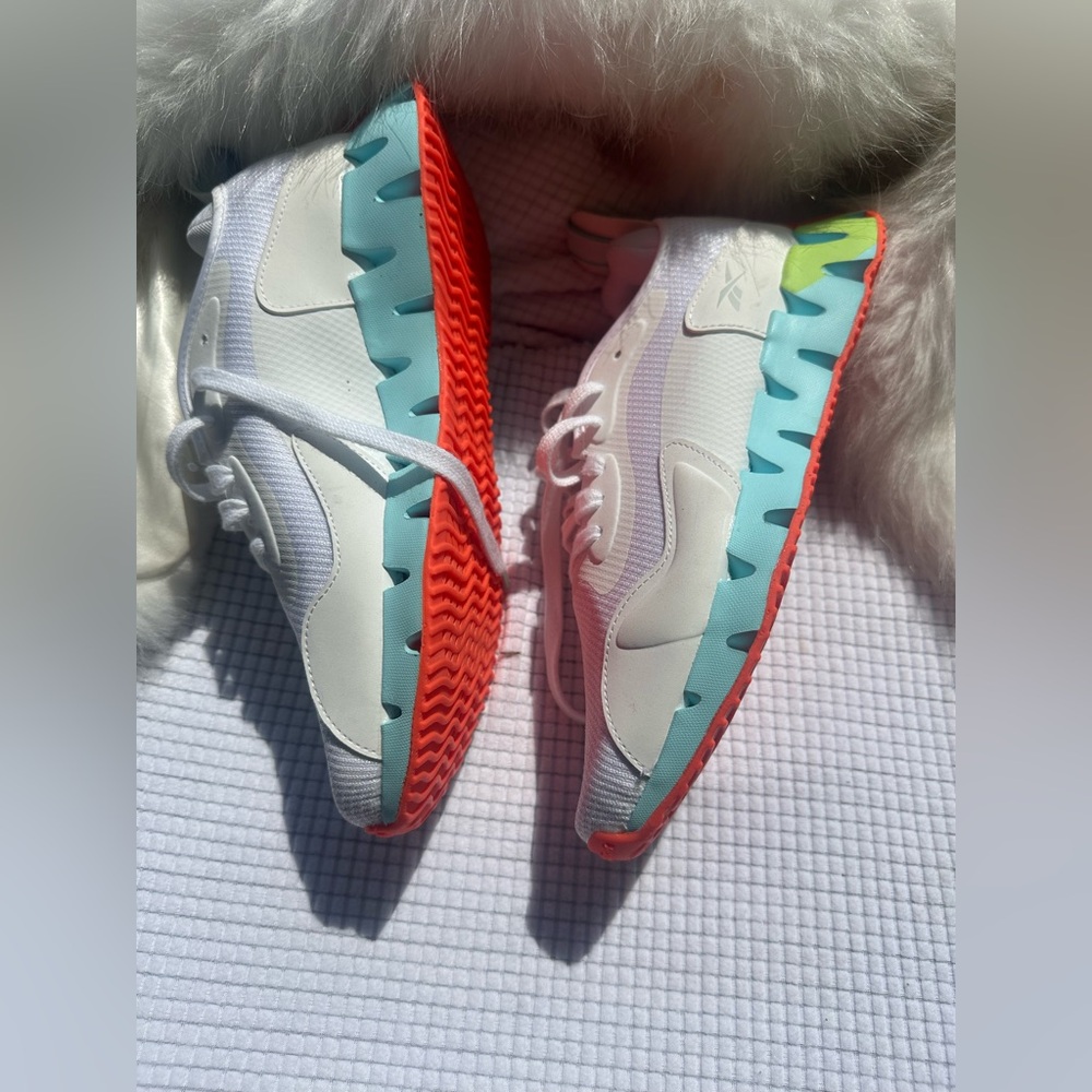 Reebok White Sneakers with Blue and Orange Soles (NWOT)